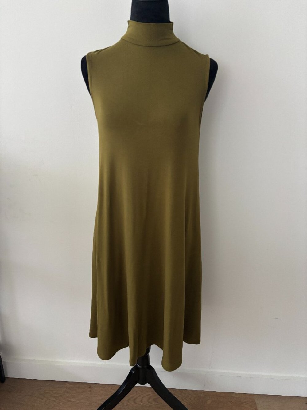 Highline Collective Olive Green Sleeveless Mockneck Dress
